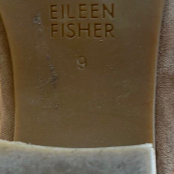 Eileen Fisher Suede Pointed Toe Mule Slip On Open Back Block Heel Tan 9 - Picture 6 of 7